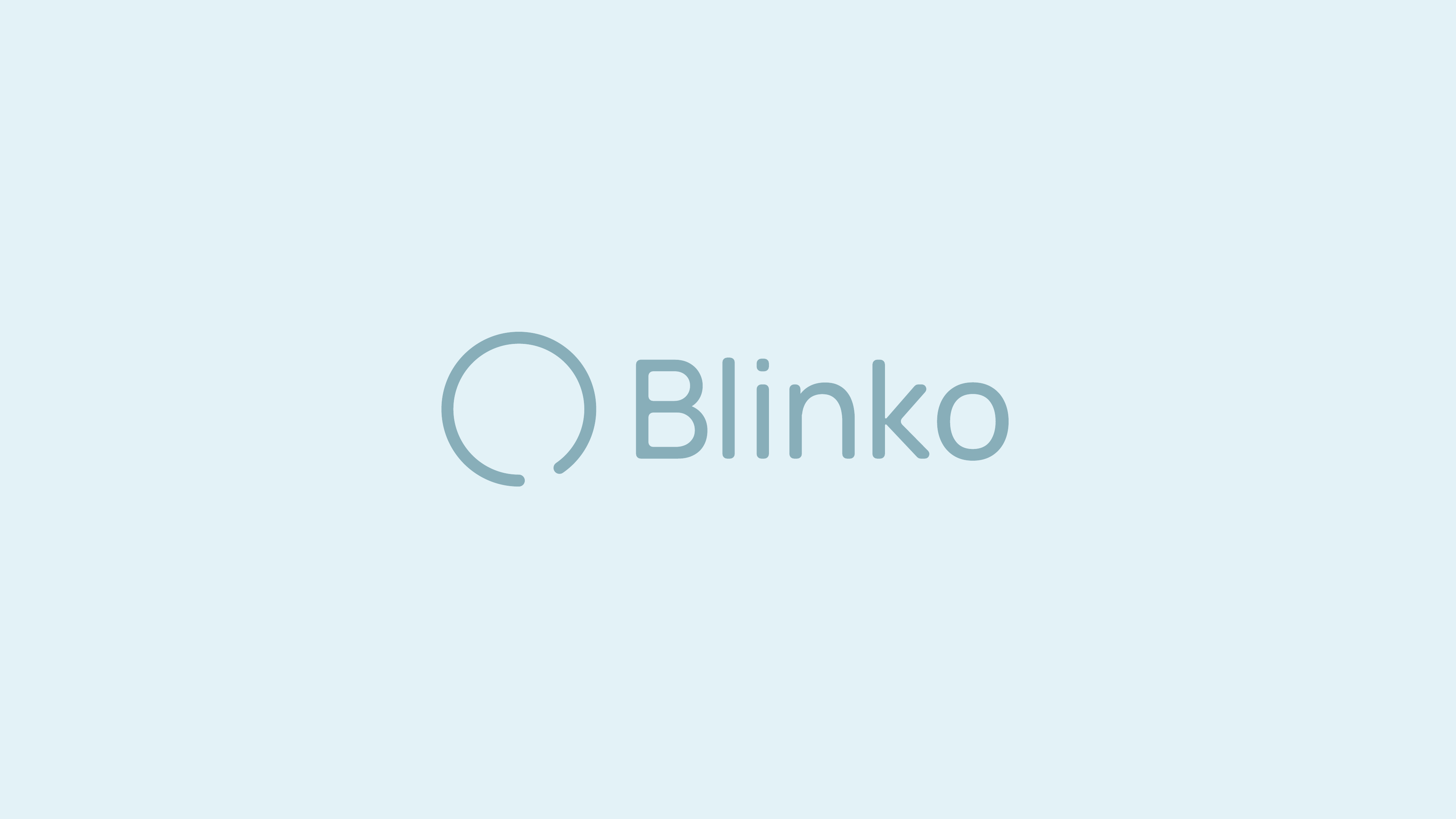 Blinko symbol and wordmark on pale blue