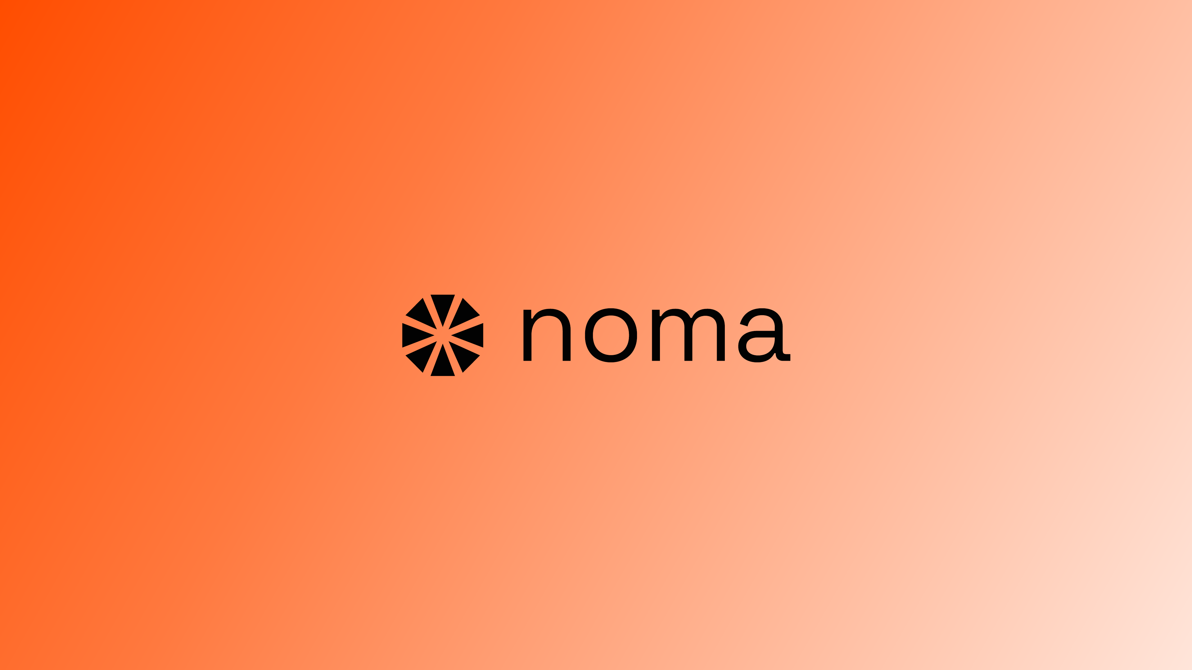 NOMA symbol and wordmark on the orange gradient